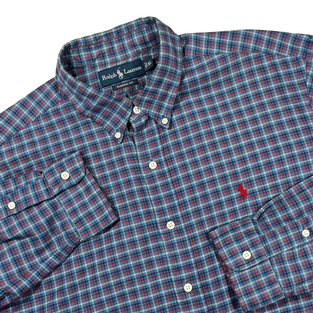 Ralph Lauren Classic Fit Button Down Shirt Men's XL Plaid Preppy Career Office